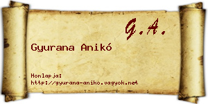 Gyurana Anikó névjegykártya